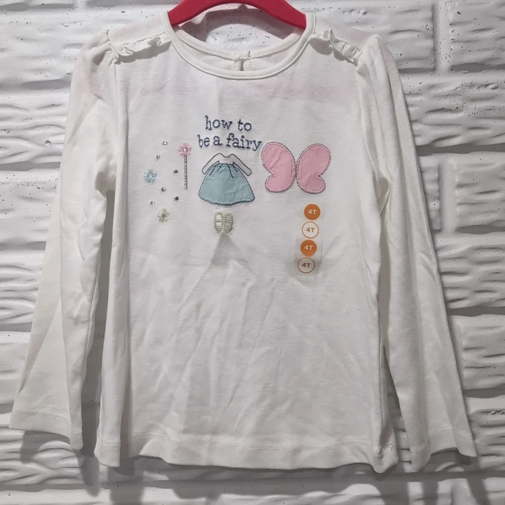 NWT Gymboree How To Be A Fairy  Long Sleeve Cottons Girls Top Sz 4T Embroidered